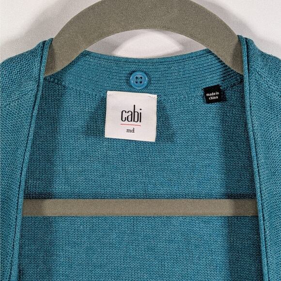 Cabi Sweater Cardigan Size Medium Tearoom Teal Blue Button Front Style 3018 - Picture 2 of 10